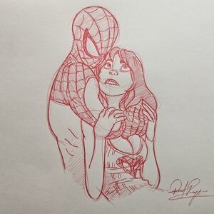 Disney Marvel Spider-man Mary Jane Character Drawing/Sketch Comic Art Signed